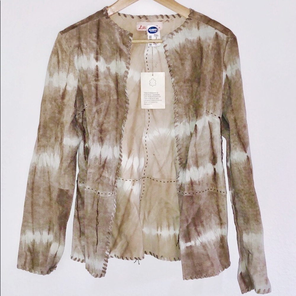 Genuine Natural Leather Jacket NWT Native American Style Boho Vintage XS